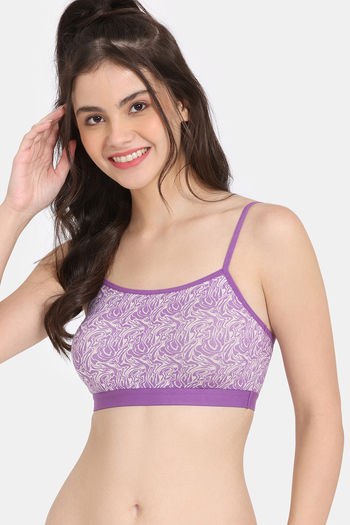 Buy Rosaline Double Layered Full Coverage Non Wired Bralette - Marble Purple